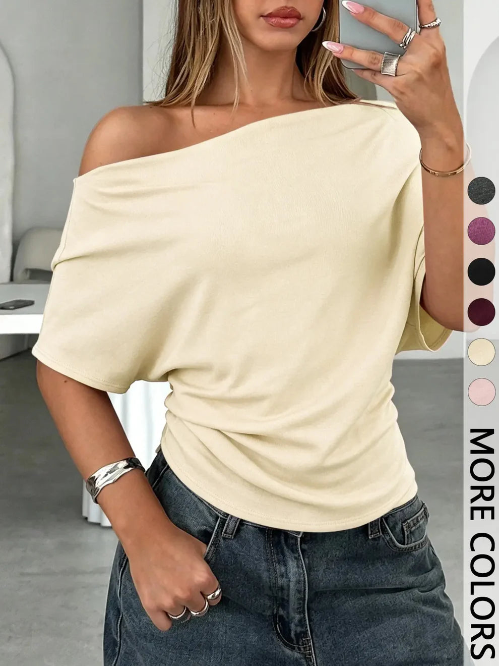 Drop Shoulder Knit T-Shirt
