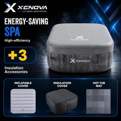 Xenova -Square Inflatable Hot Tub - Marble Pattern