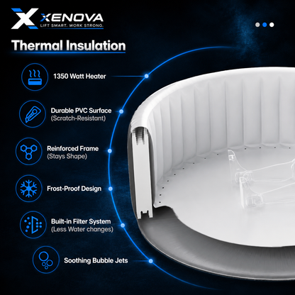 Xenova -Square Inflatable Hot Tub - Marble Pattern