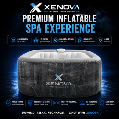 Xenova -Square Inflatable Hot Tub - Marble Pattern